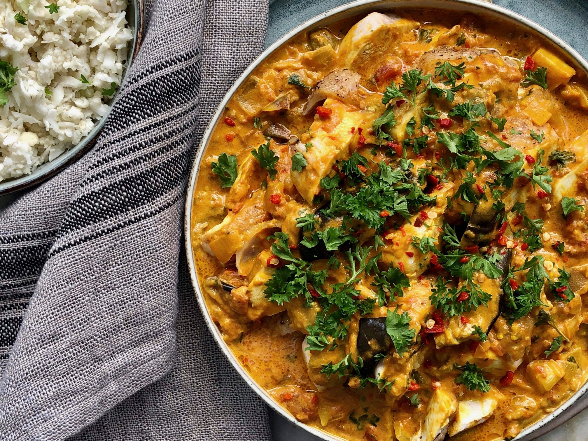 Kycklingcurry med aubergine