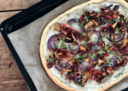 Vit Pizza med kantareller