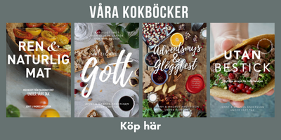 Annons för våra kokböcker och bakböcker från Under vårt tak, alla recept helt enligt Paleo.